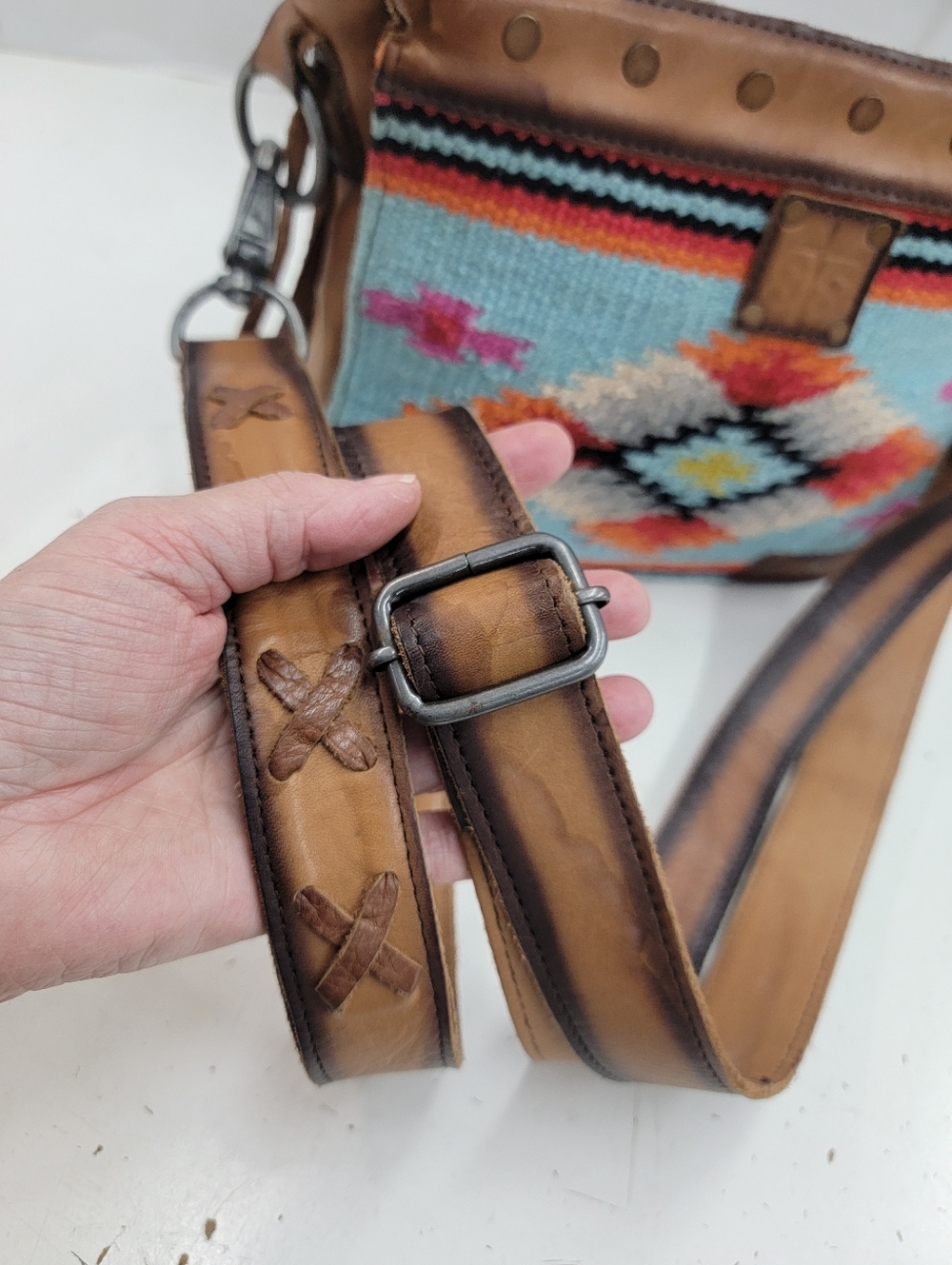 **SOLD******Southwestern Saddle Blanket Crossbody Bag - Picture 12 of 16
